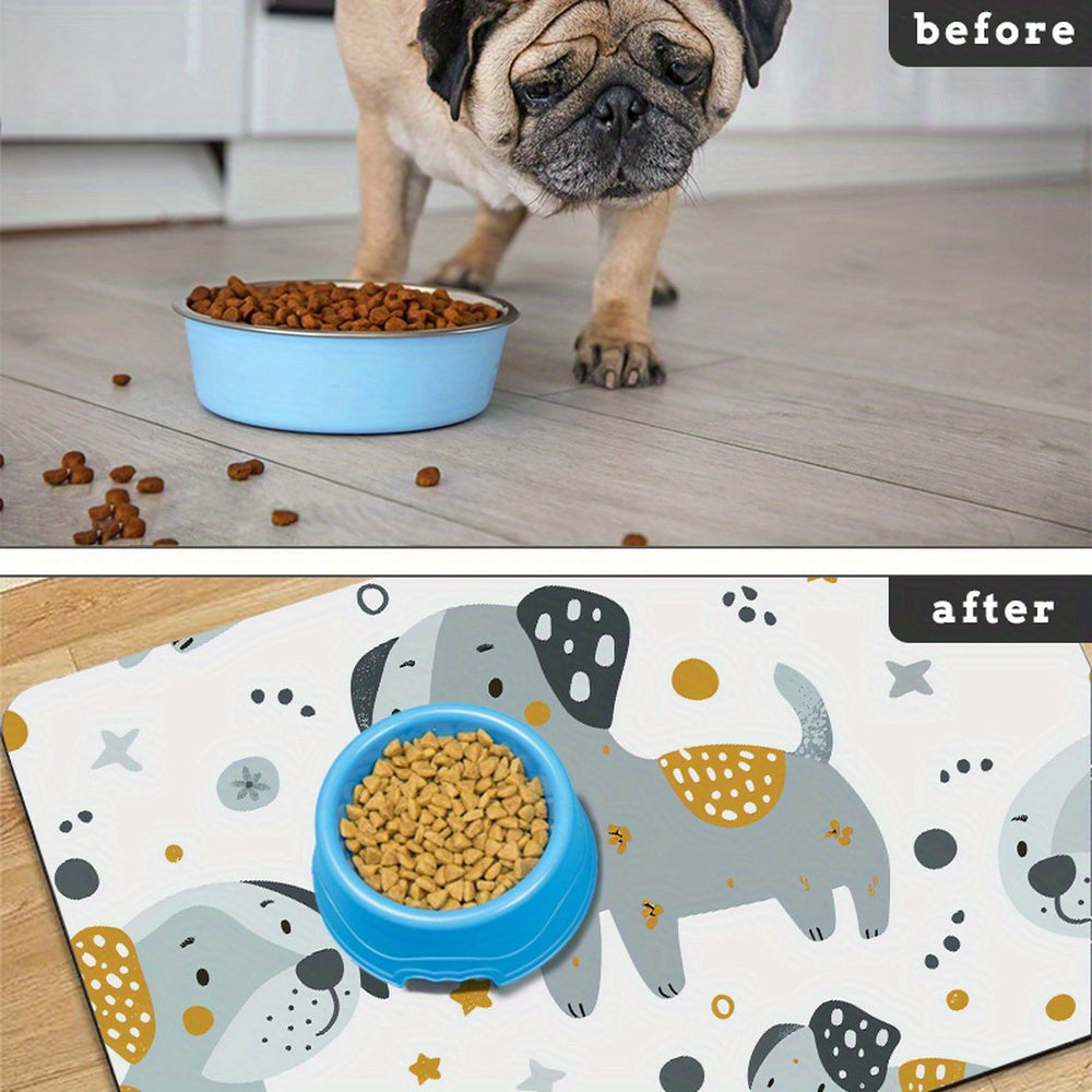 Absorbent Non-Slip Dog Bowl Mat for Easy Feeding Cleanup