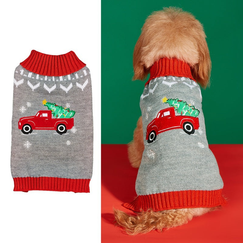 Christmas Santa Claus Knit Dog Sweater Acrylic Winter Pet Apparel