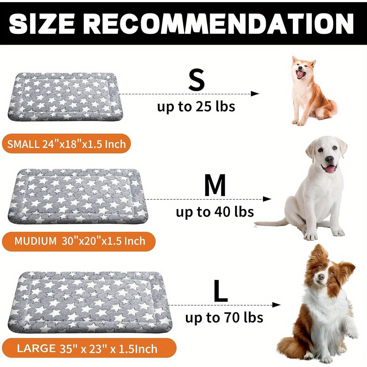 Soft Polyester Dog Bed Mat with Playful Star Pattern