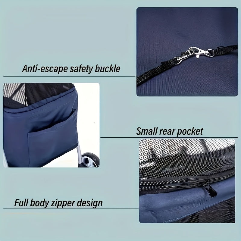 Lightweight Foldable Pet Stroller for Cats and Small Dogs