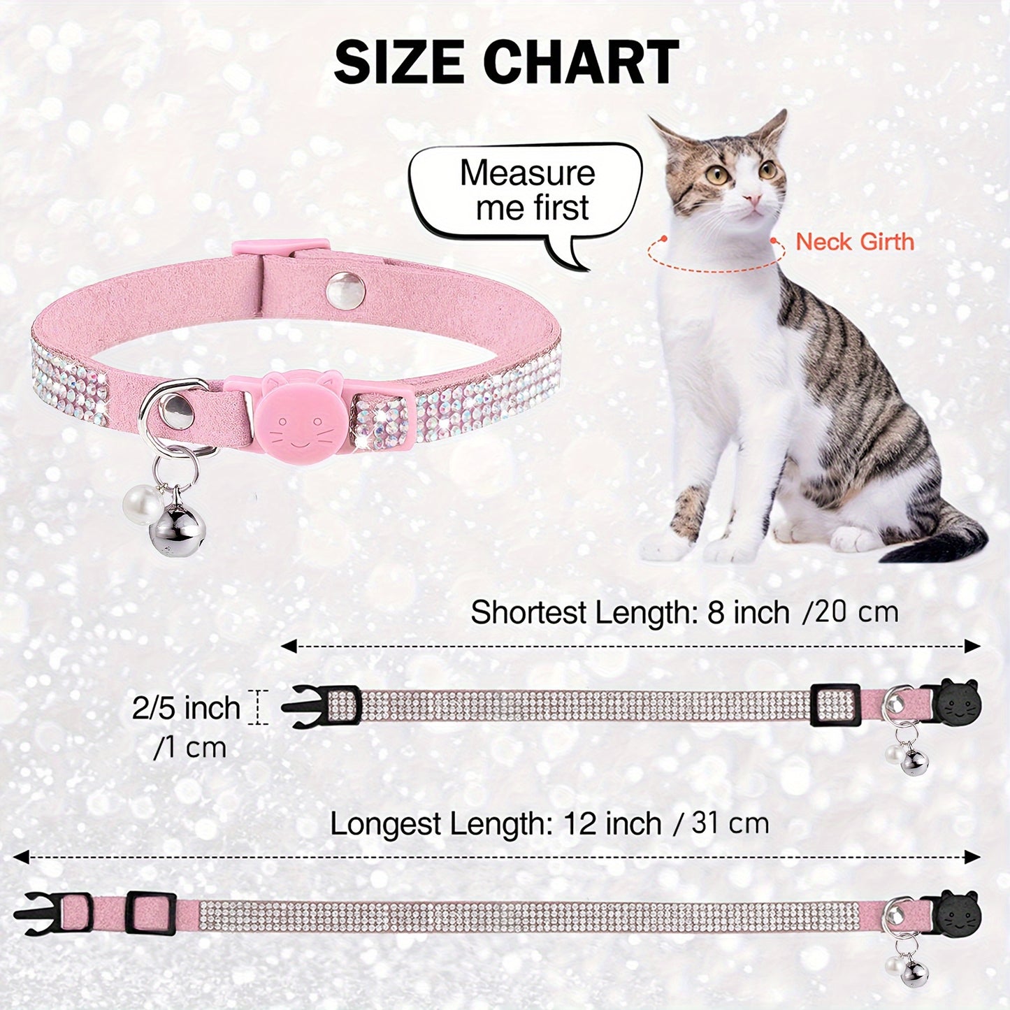 Rhinestone Cat Collar Breakaway With Bell Safety Buckle