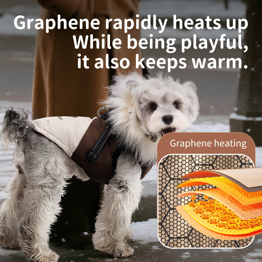 QQLE Autumn Winter Dog Jacket With Hood And Leash Hook