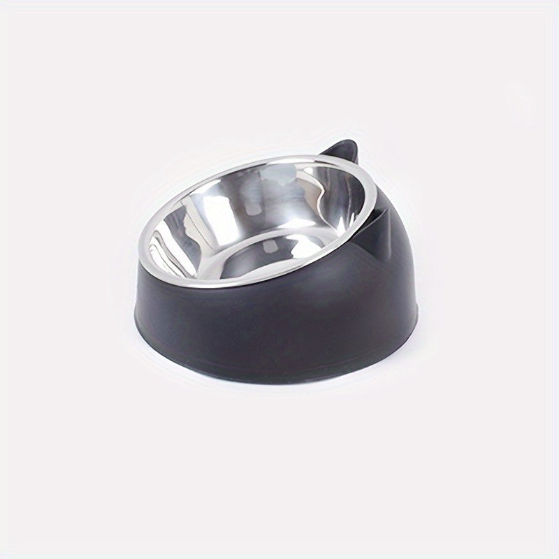 Slanted Anti Spill Cat Bowl Stainless Steel Plastic