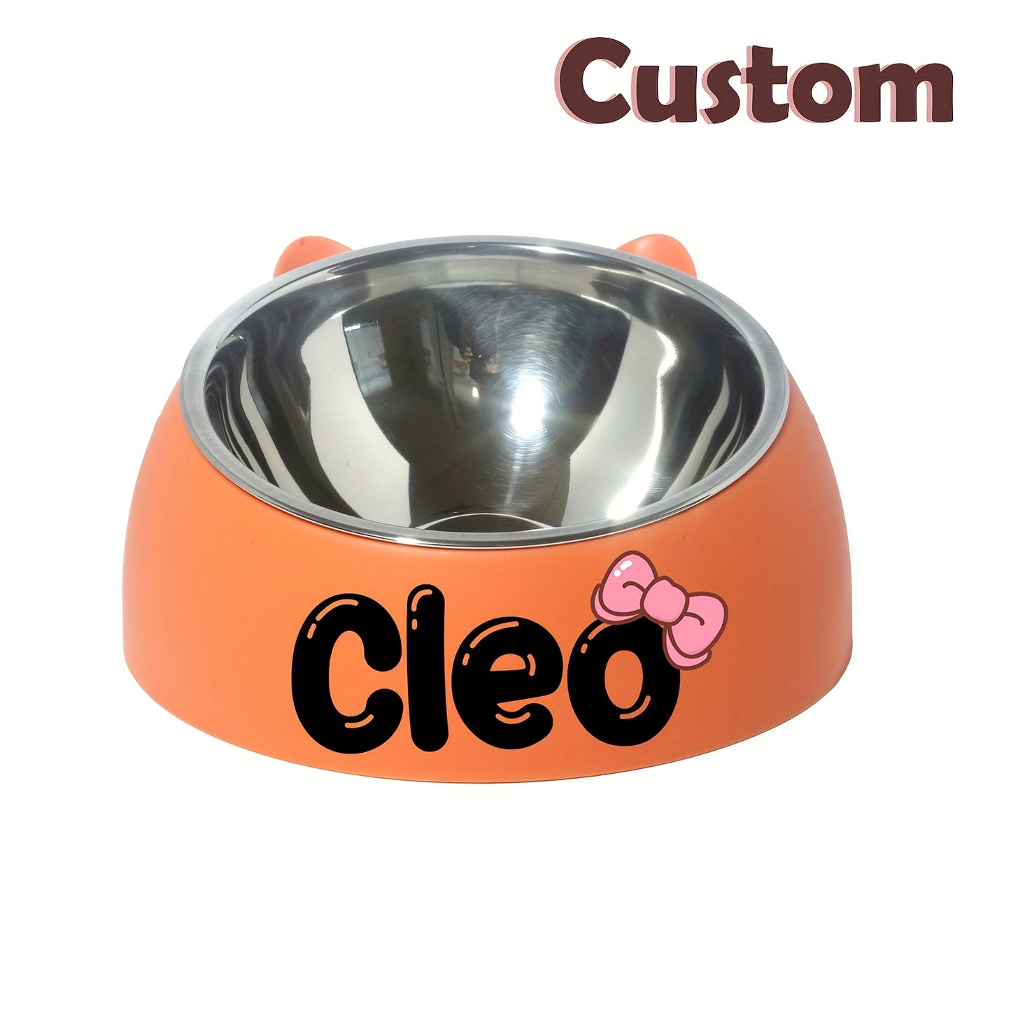 Customizable Stainless Steel Cat Bowl With Personalized Name