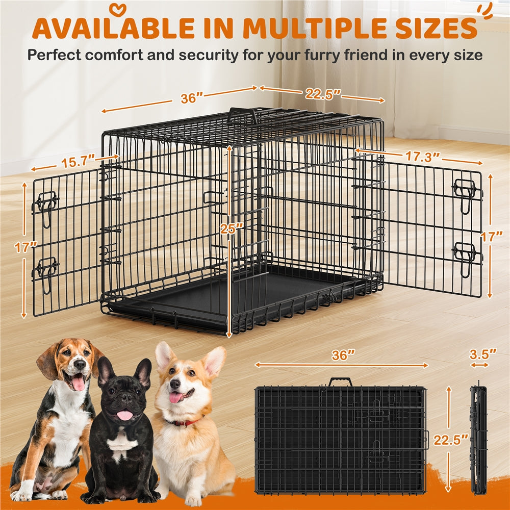 Costoffs Foldable Metal Cage For Dogs And Chickens With Divider And Removable Tray Portable Travel Cage