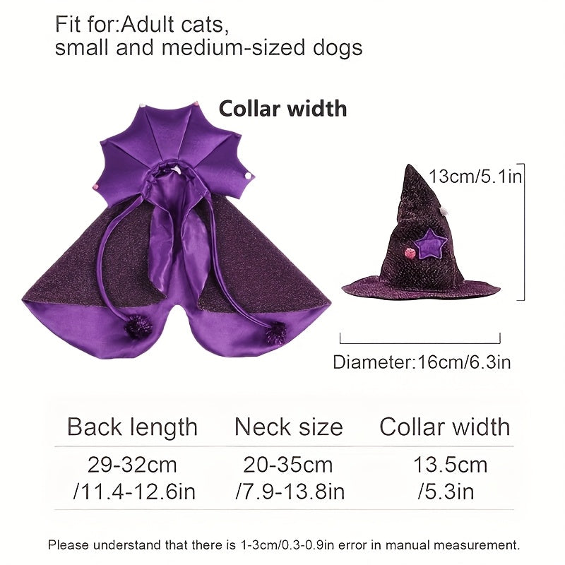 Halloween Witch Cloak And Hat Set For Cats And Dogs