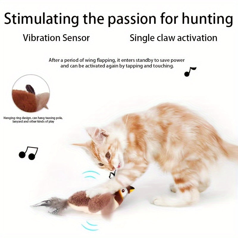 CUBIDUPI Rechargeable Interactive Cat Toy With Motion Chirping Plush Bird