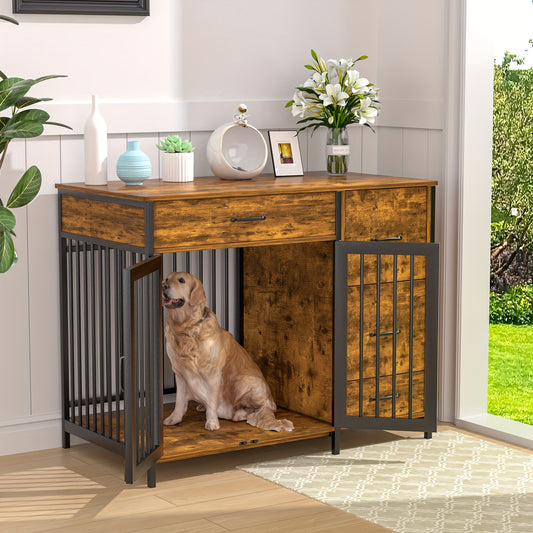 VECELO Dog Crate Furniture Indoor Kennel With Double Doors
