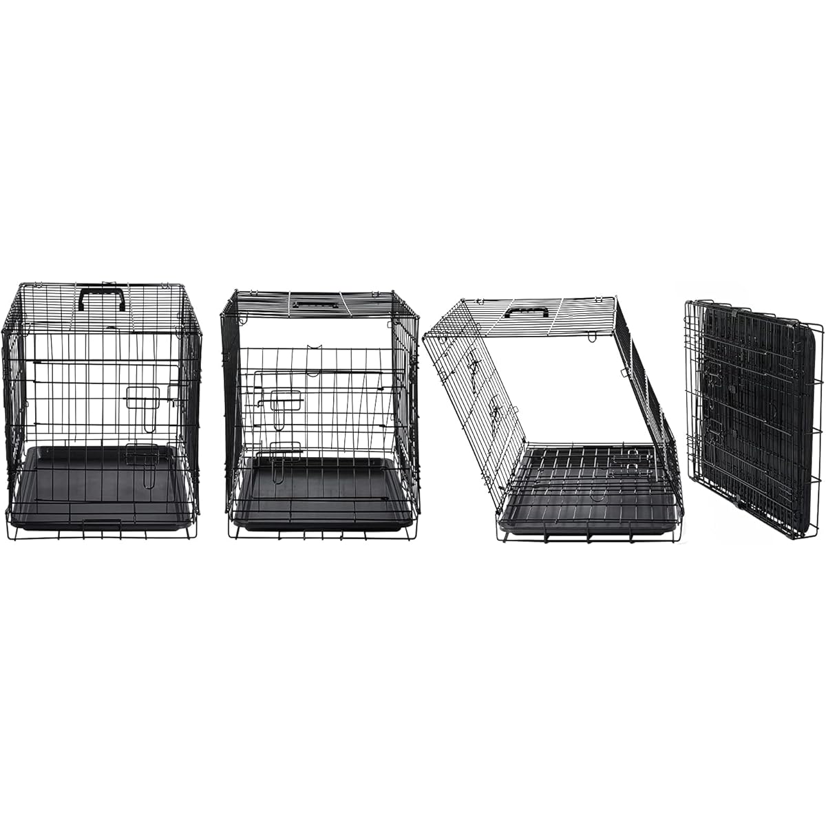 Donoro Collapsible Metal Dog Crate Double Door Kennel