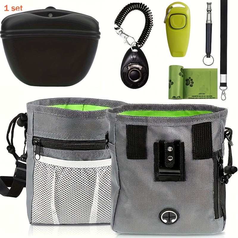 1set Dog Training Kit, Pet Training Waist Bag, 2 Puppy Training Clickers, Soundwave technology Silent Whistle, 2-in-1 Whistle Clicker, Dog Waste Bags