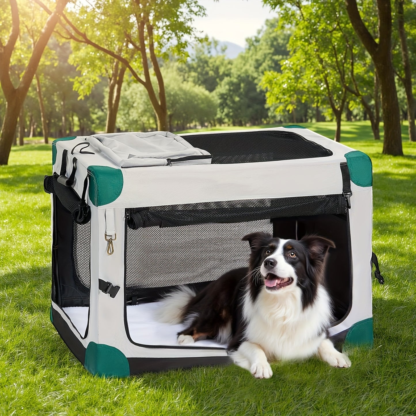 Nomipaw Soft Collapsible Dog Crate for Indoor Outdoor Durable Mesh