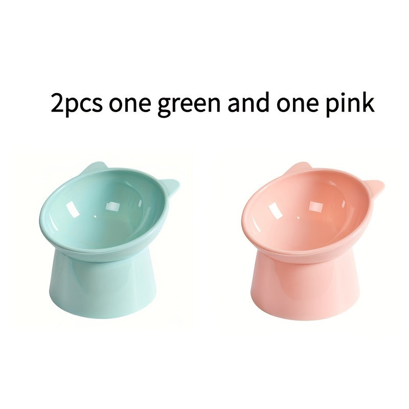 Elevated Tilted Cat Bowls Anti Vomiting Feeder With Diagonal Neck Non Slip