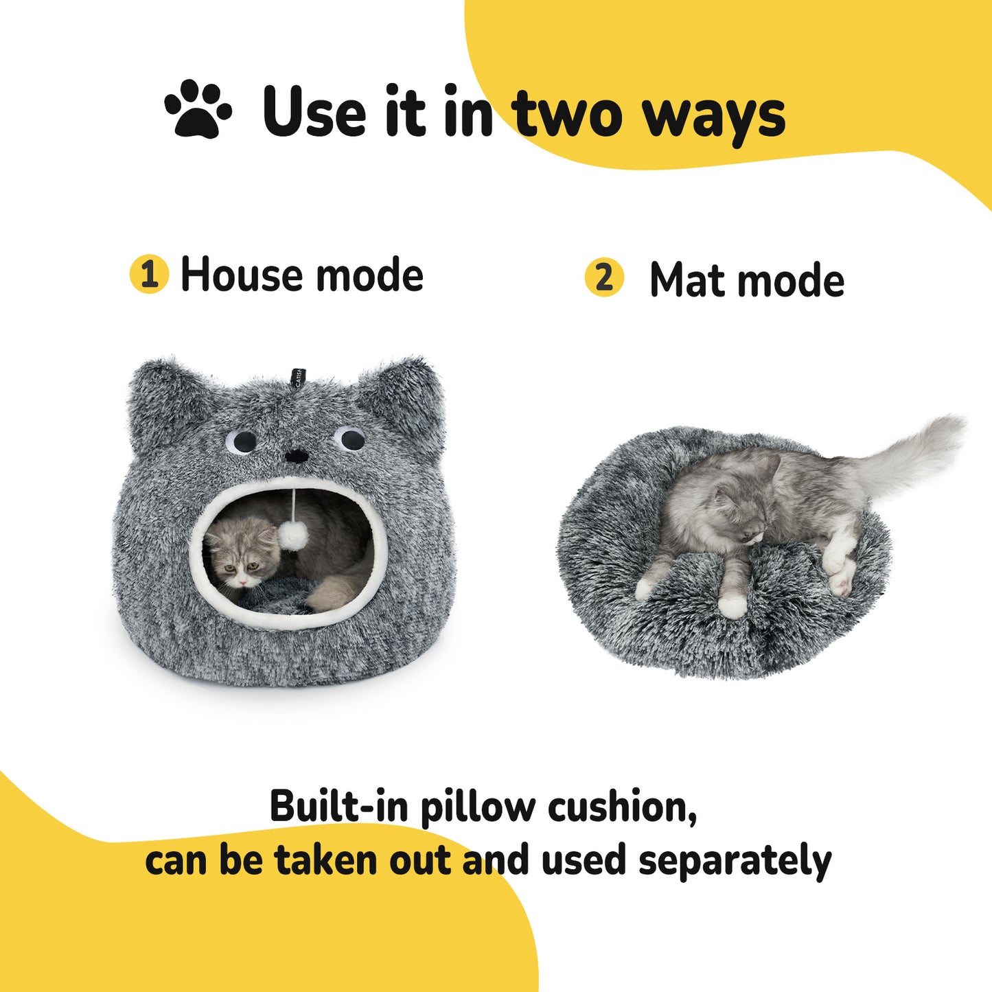 Cozy Cat Head-Shaped Bed for Indoor Cats and Small Dogs