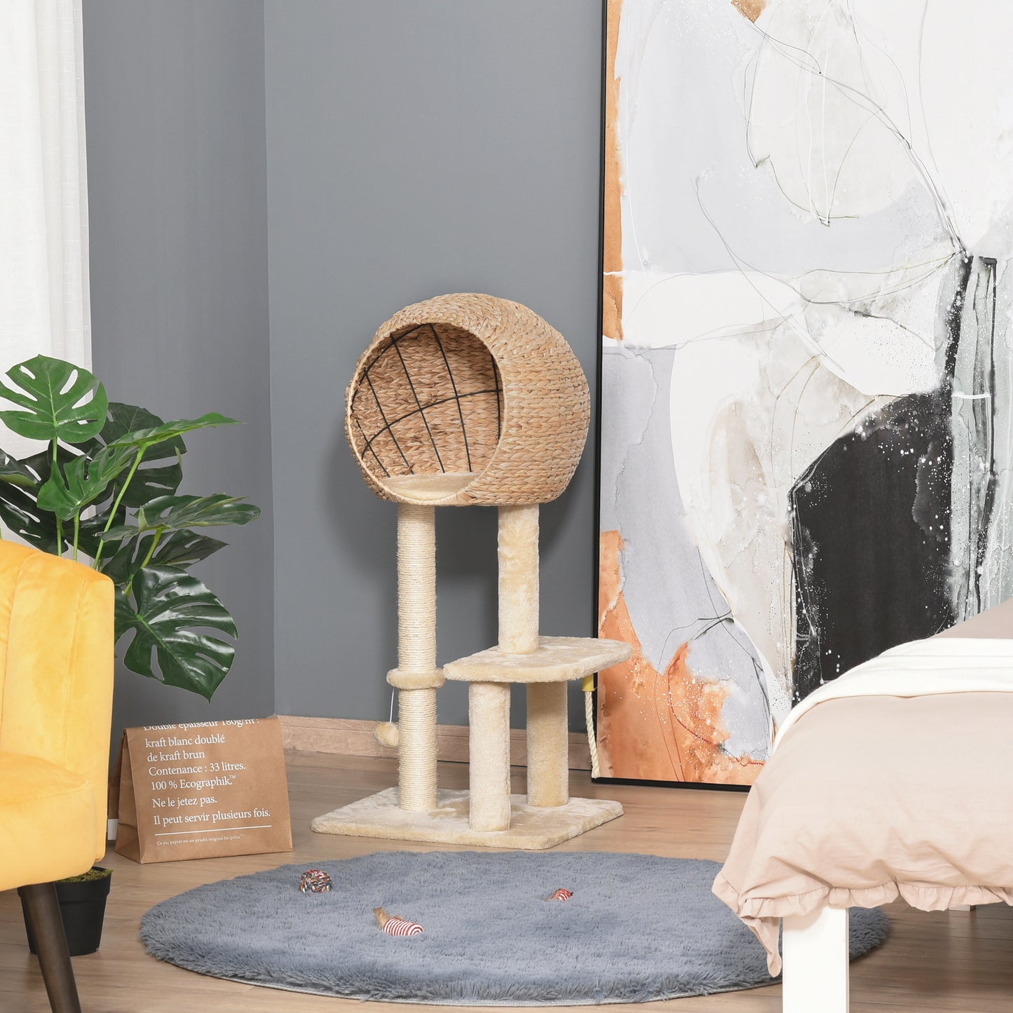 PawHut Cat Tree with Scratching Post and Condo Activity Center