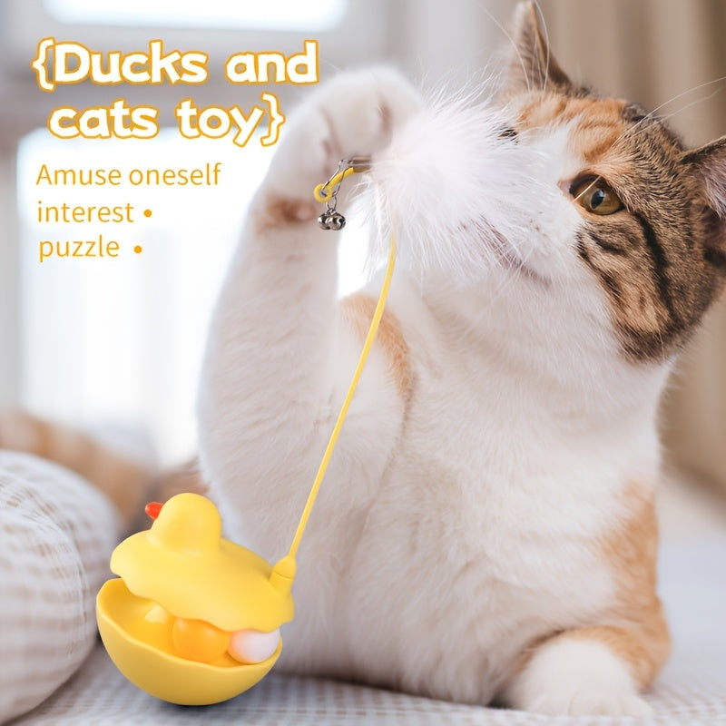 Interactive Duck Weeble Wobble Cat Toy Detachable Washable