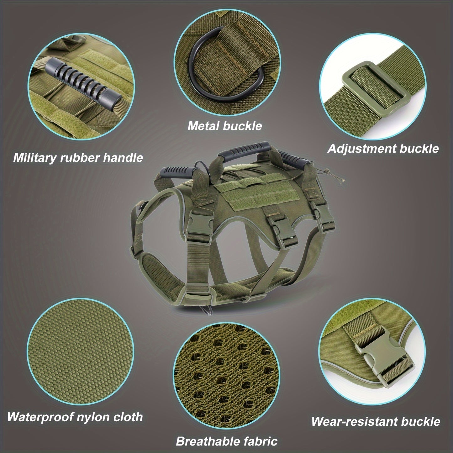Tactical Dog Harness for Outdoor Training and Night Adventures