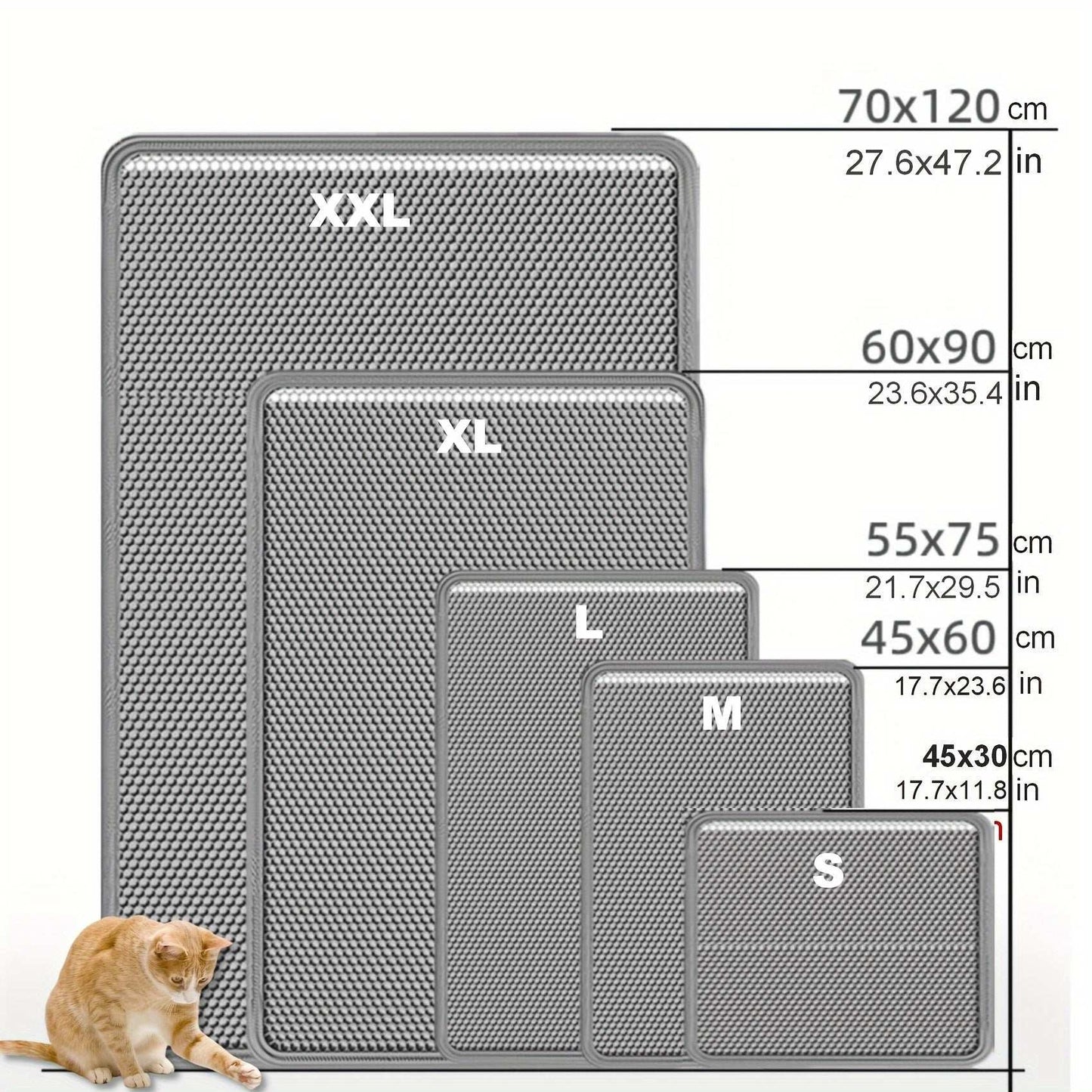 Extra-large Double-layer Litter Mat, Made of Splash-proof and Leak-proof EVA Material to Prevent Litter Scatter. Features Non-slip, Washable,, and Odor-resistant Properties for Easy Cleaning. Ideal for Litter Boxes, the Ultim