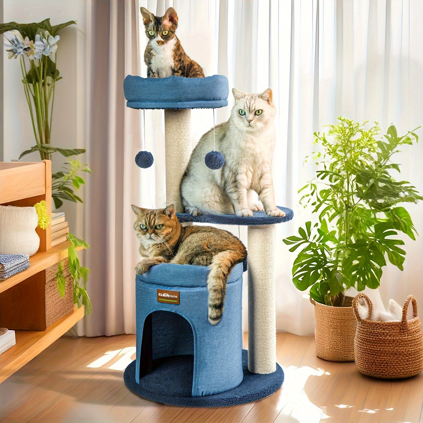 CLEVAHOME Cozy Cat Tree with Scratching Posts and Perches