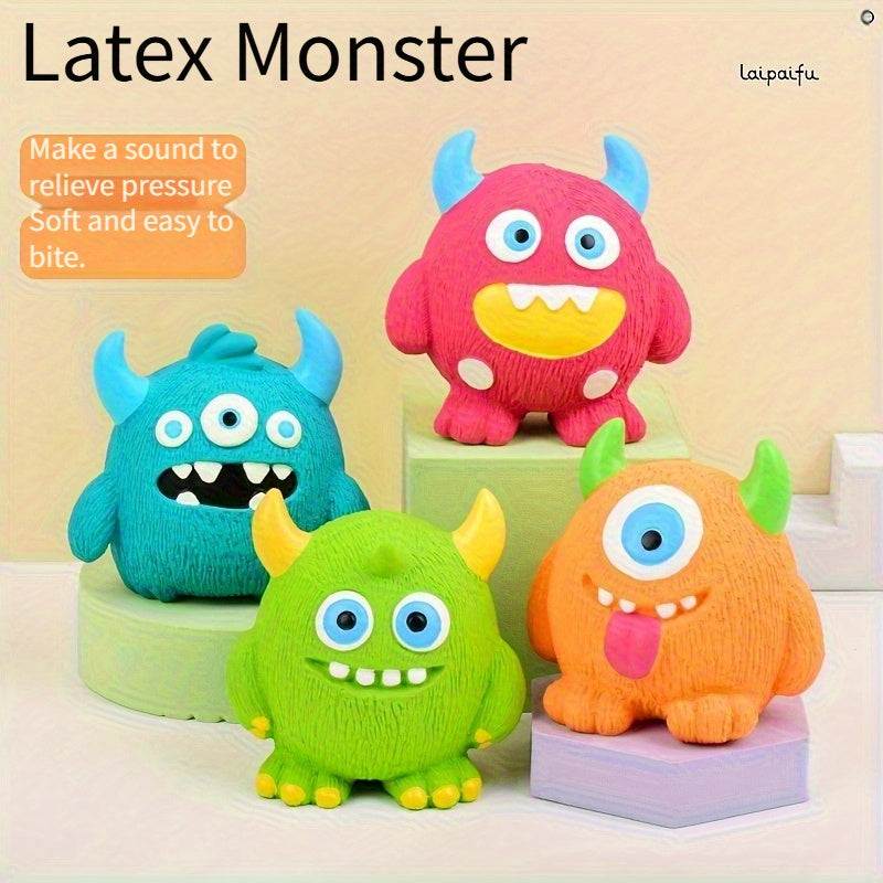Fun Squeaky Monster Dog Toy Latex Cartoon Design Small Breeds