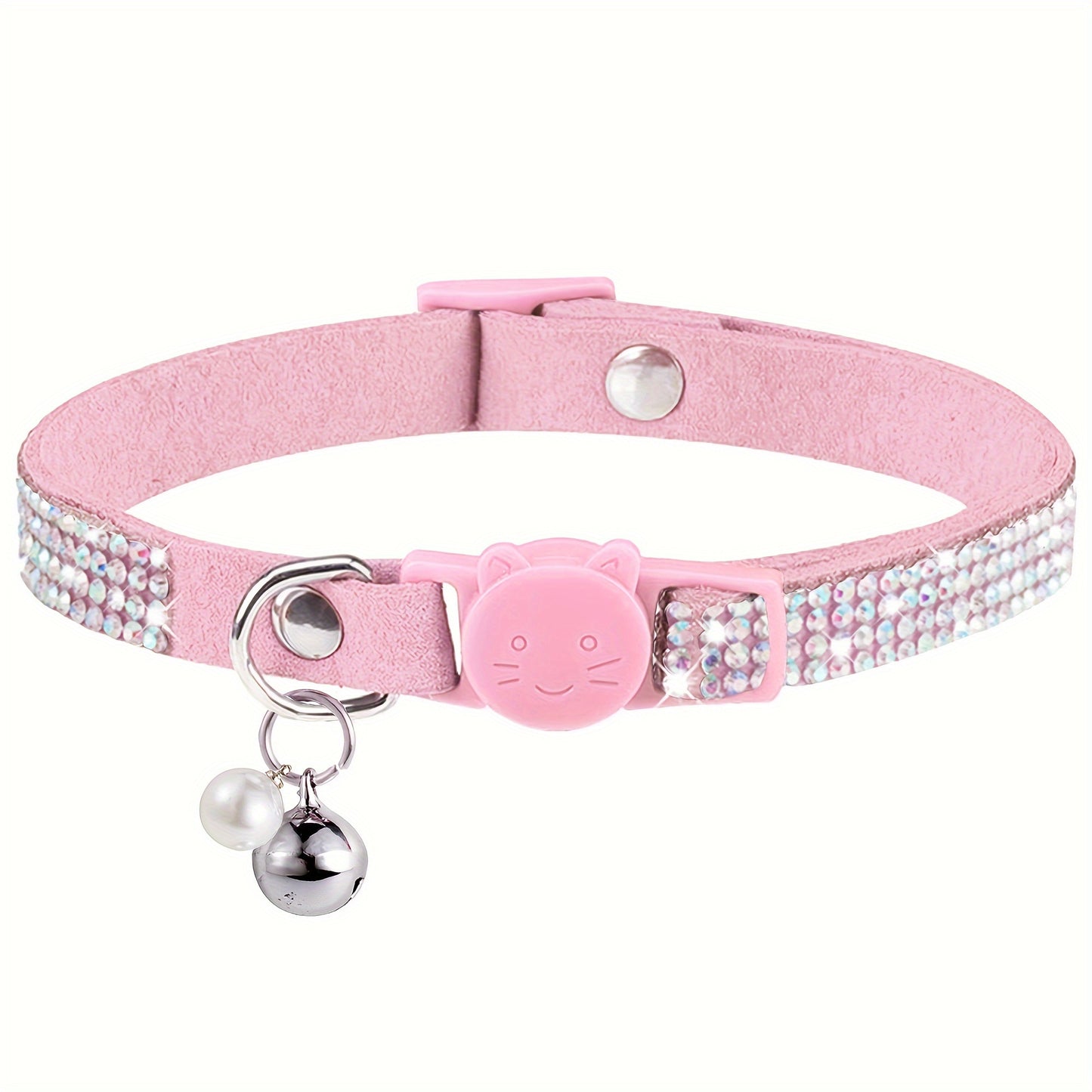 Rhinestone Cat Collar Breakaway With Bell Safety Buckle