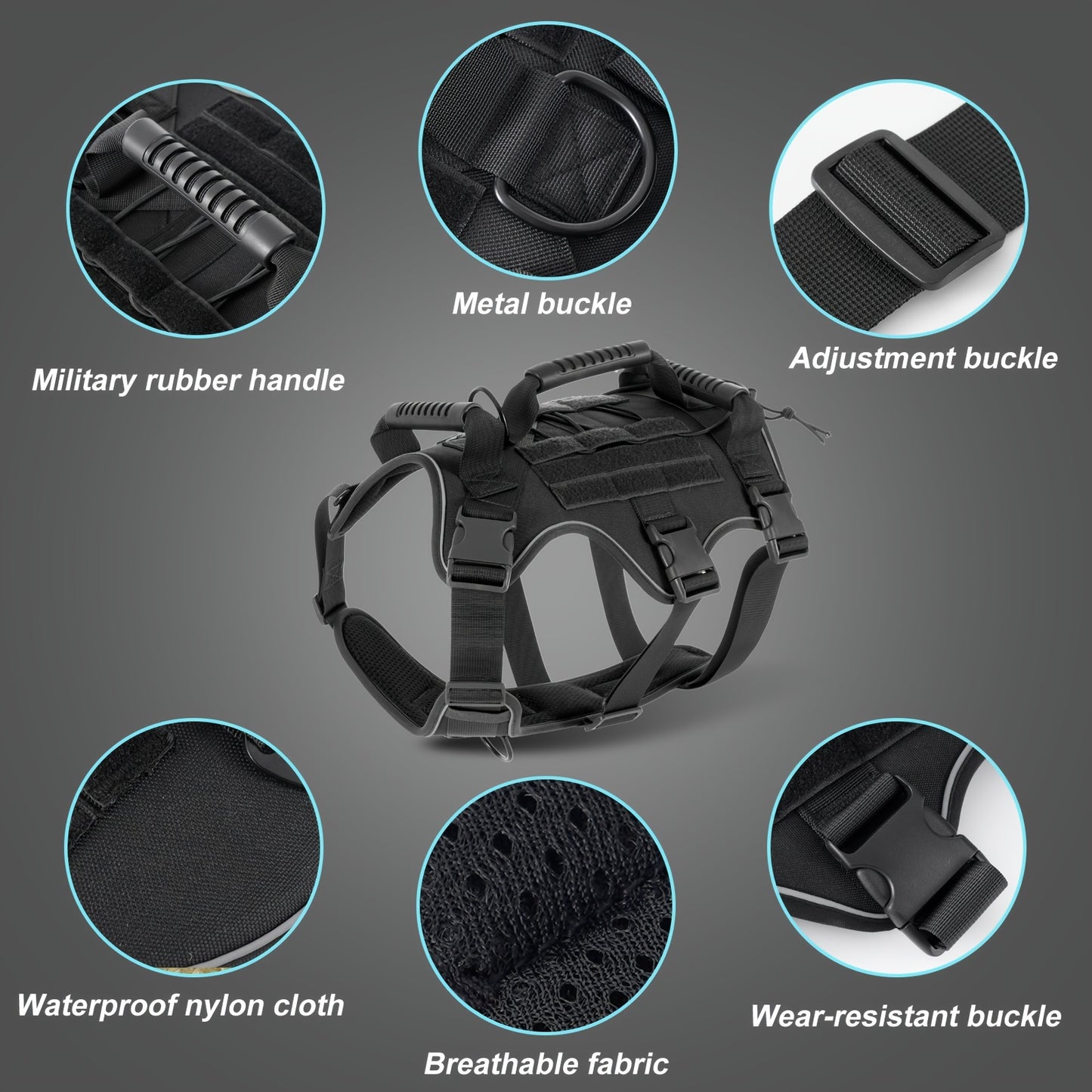 Tactical Dog Harness for Outdoor Training and Night Adventures