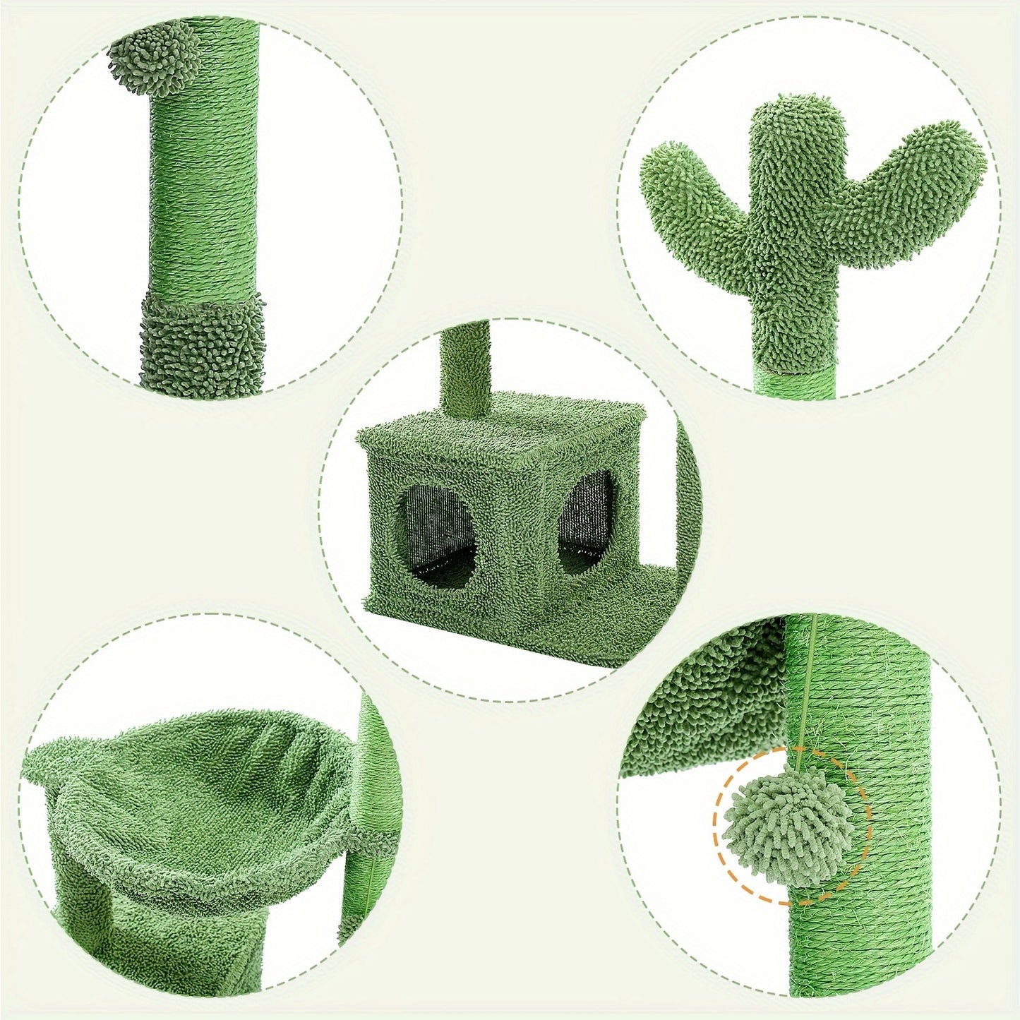 Cactus Cat Tree With Hammock And Scratching Post For Cats