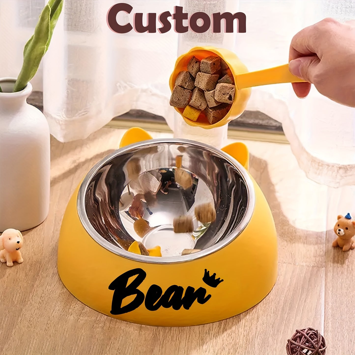 Customizable Stainless Steel Cat Bowl With Personalized Name