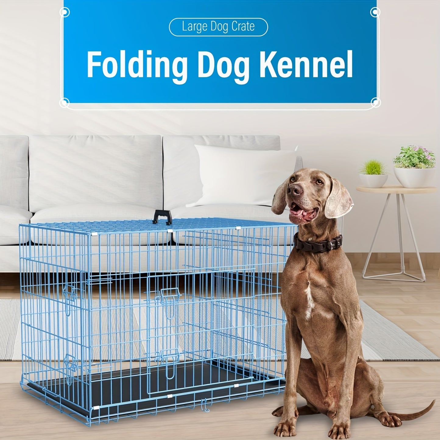 DOPINMIND Metal Dog Crate With Dividers And Tray