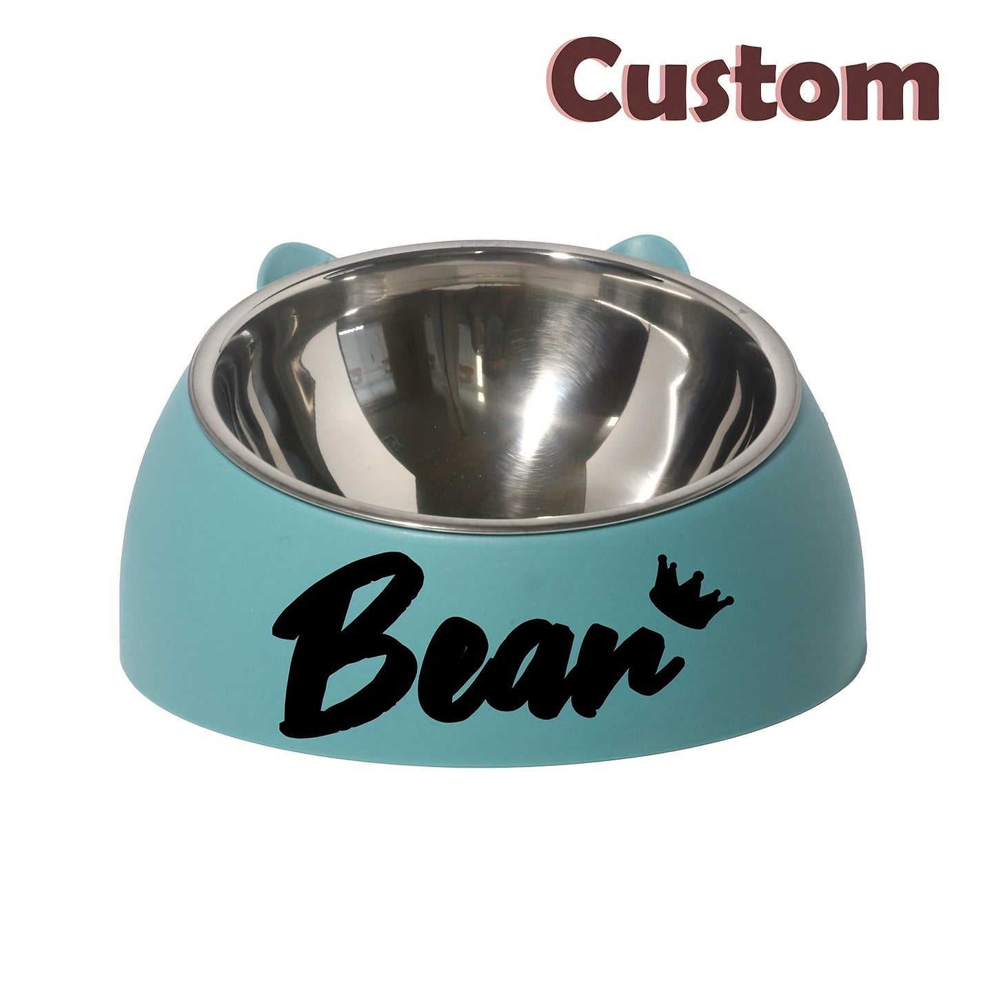 Customizable Stainless Steel Cat Bowl With Personalized Name