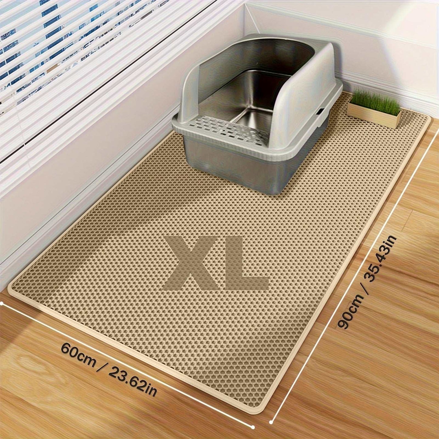 Extra-large Double-layer Litter Mat, Made of Splash-proof and Leak-proof EVA Material to Prevent Litter Scatter. Features Non-slip, Washable,, and Odor-resistant Properties for Easy Cleaning. Ideal for Litter Boxes, the Ultim