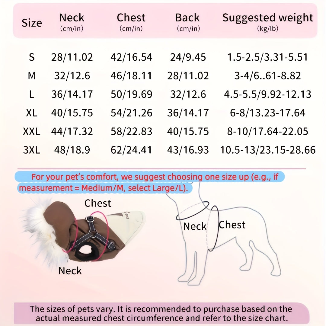 QQLE Autumn Winter Dog Jacket With Hood And Leash Hook