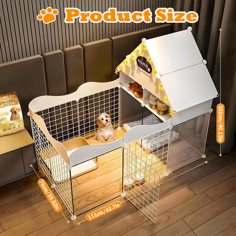 Indoor Dog Playpen House with Toilet Area for Small Pets