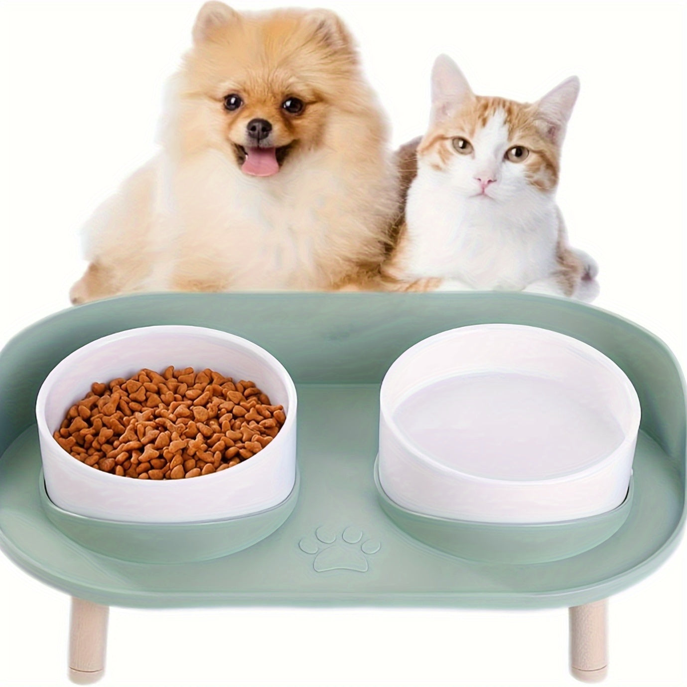 Durable Pet Feeding Station With Double Bowls Non Slip Base