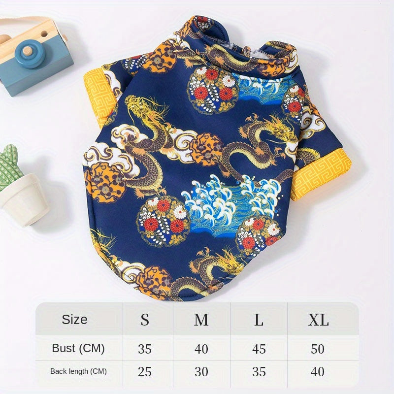 Chinese Style Dragon Robe for Dogs Warm Retro Pet Apparel