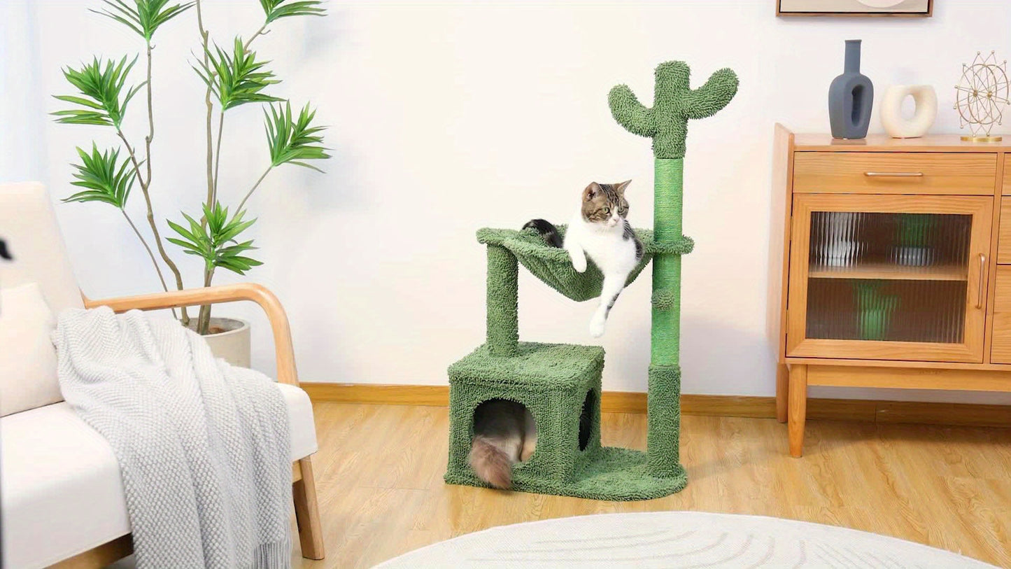 Cactus Cat Tree With Hammock And Scratching Post For Cats