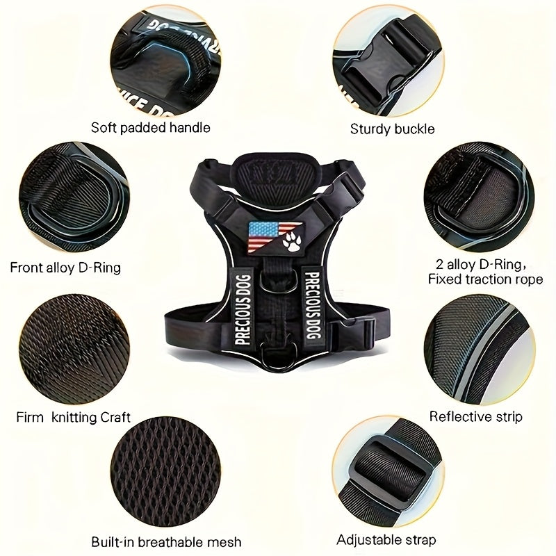 Reflective Dog Harness with Patches for Easy Control