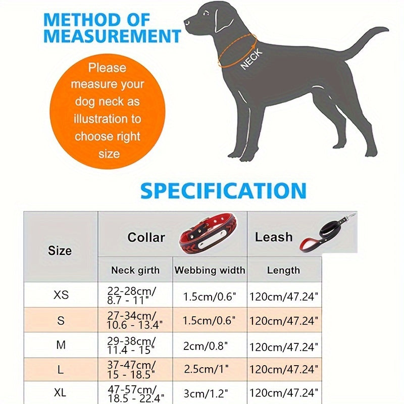 Personalized Leather Dog Collar And Leash Set With Engraving