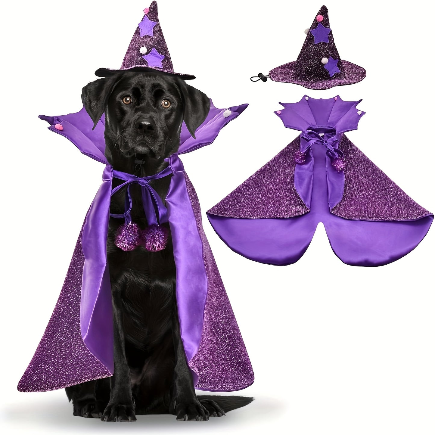 Halloween Witch Cloak And Hat Set For Cats And Dogs