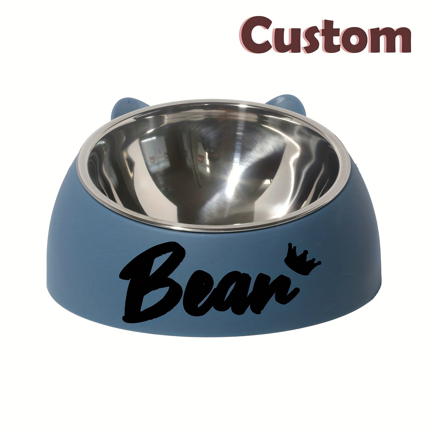 Customizable Stainless Steel Cat Bowl With Personalized Name