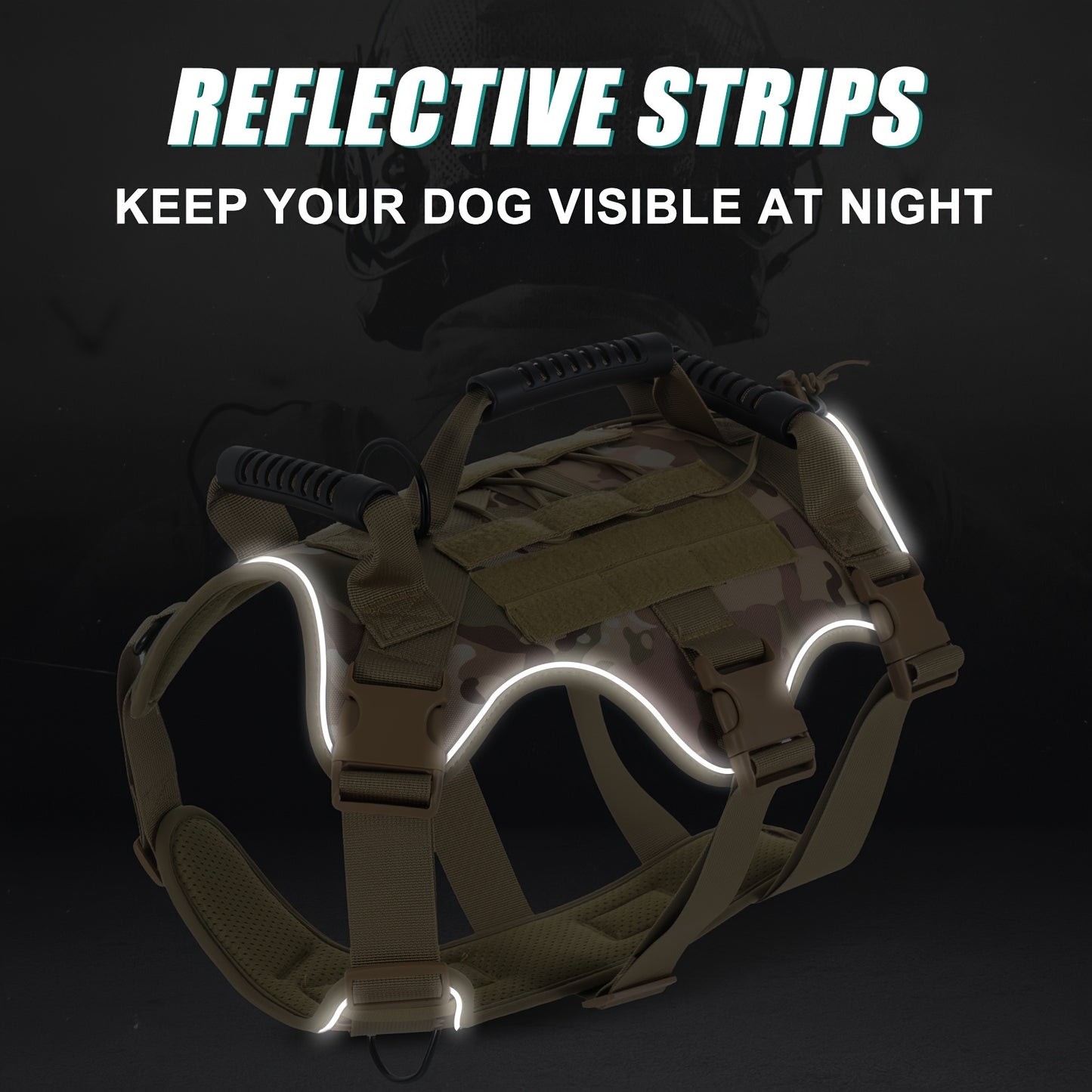 Tactical Dog Harness for Outdoor Training and Night Adventures
