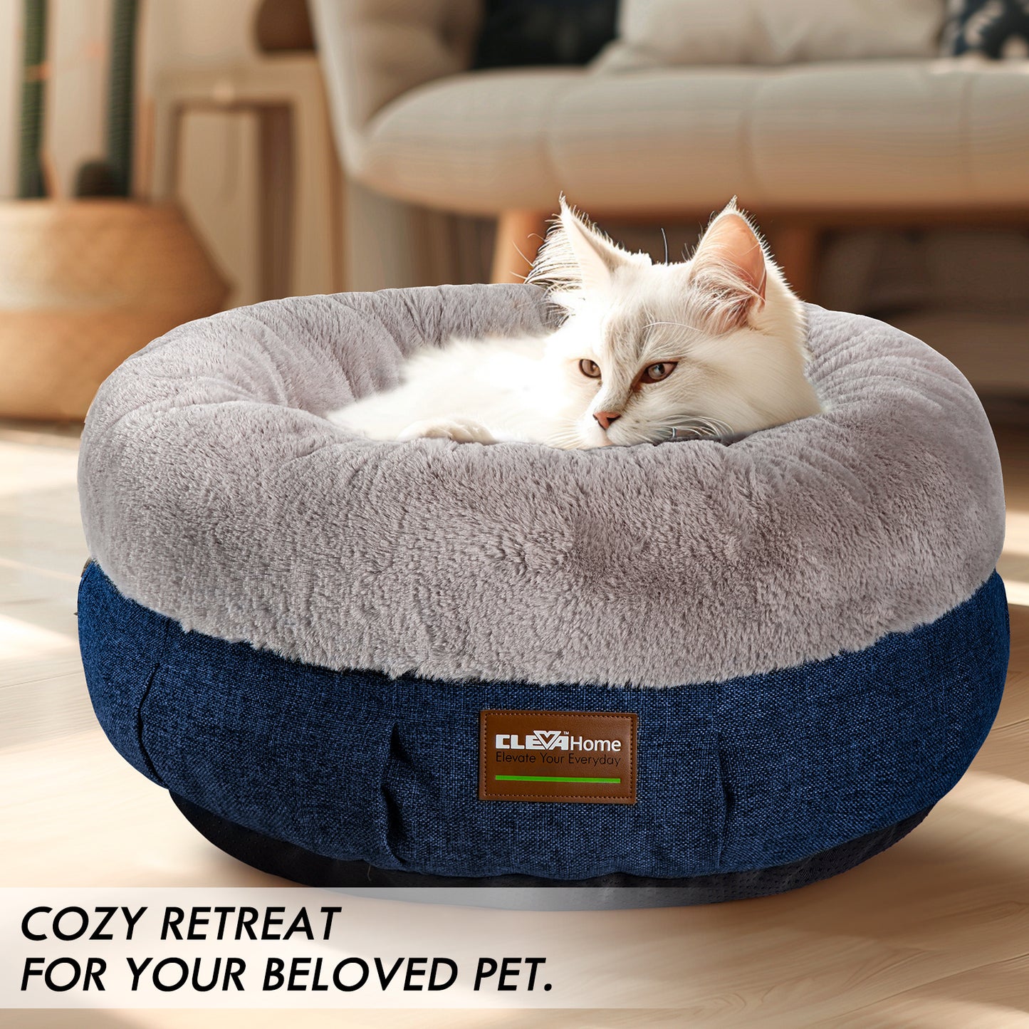 Cozy Cat Bed with Raised Sides and Anti-Slip Base