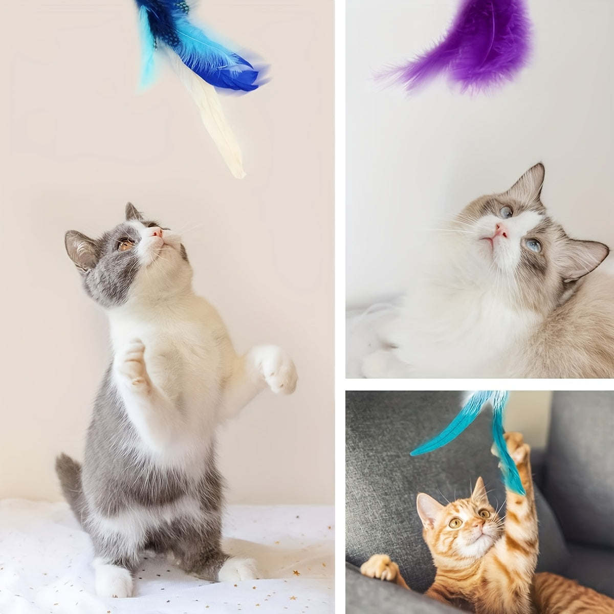 Interactive Cat Wand Toy With Retractable Feather Refills