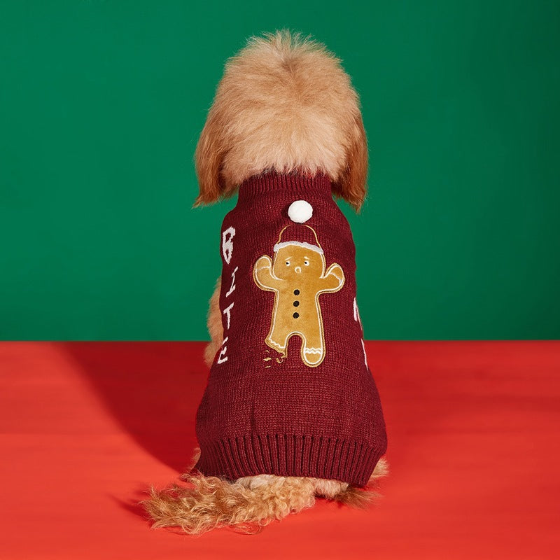 Christmas Santa Claus Knit Dog Sweater Acrylic Winter Pet Apparel