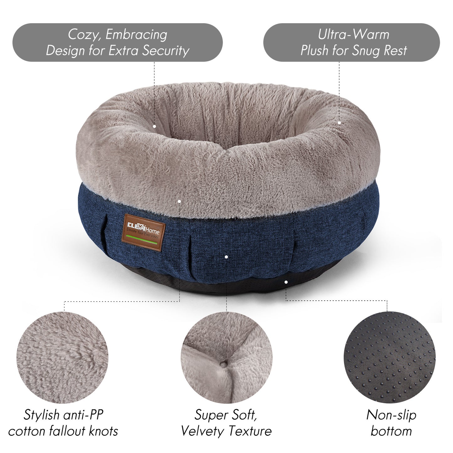 Cozy Cat Bed with Raised Sides and Anti-Slip Base