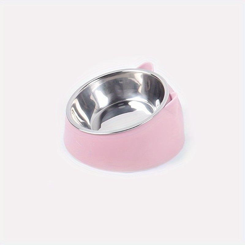 Slanted Anti Spill Cat Bowl Stainless Steel Plastic