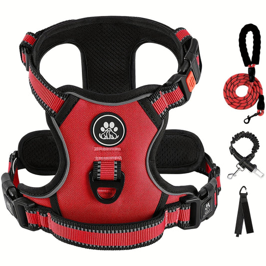 No Pull Reflective Dog Harness and Collar Set for All Dogs