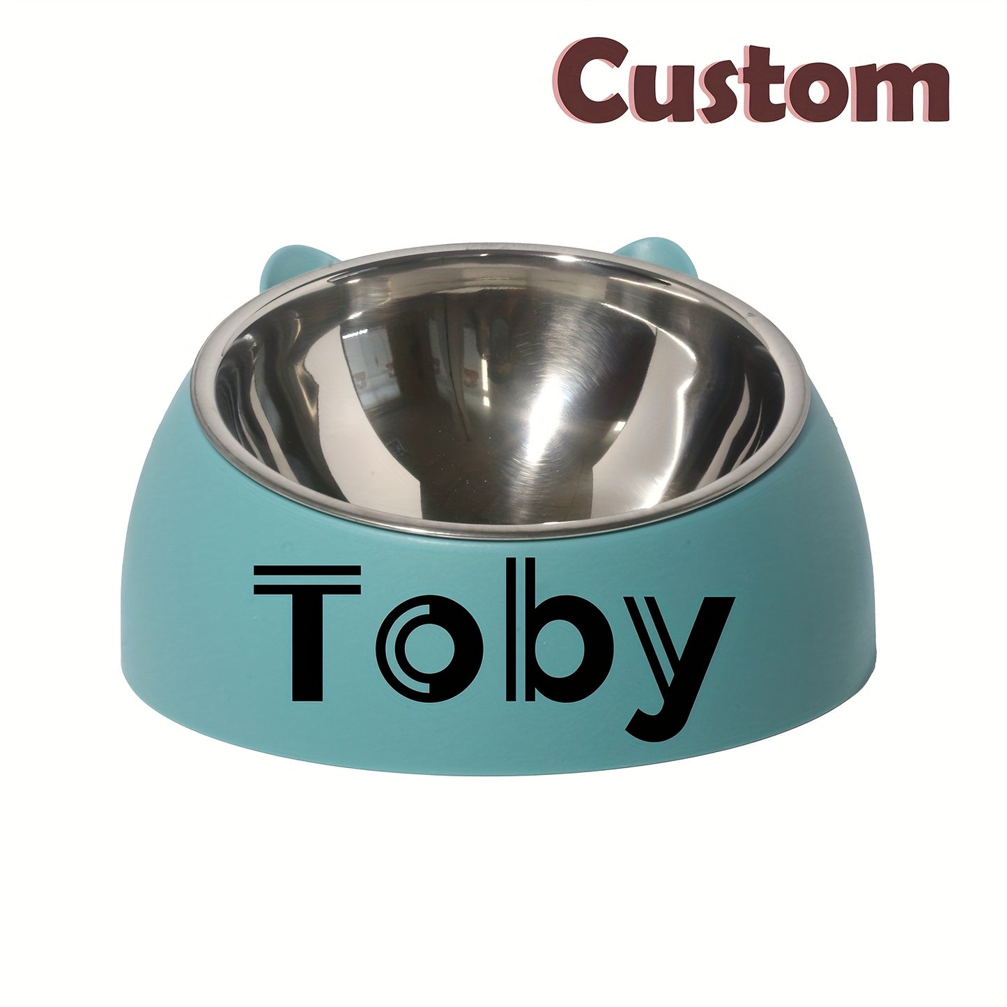 Customizable Stainless Steel Cat Bowl With Personalized Name