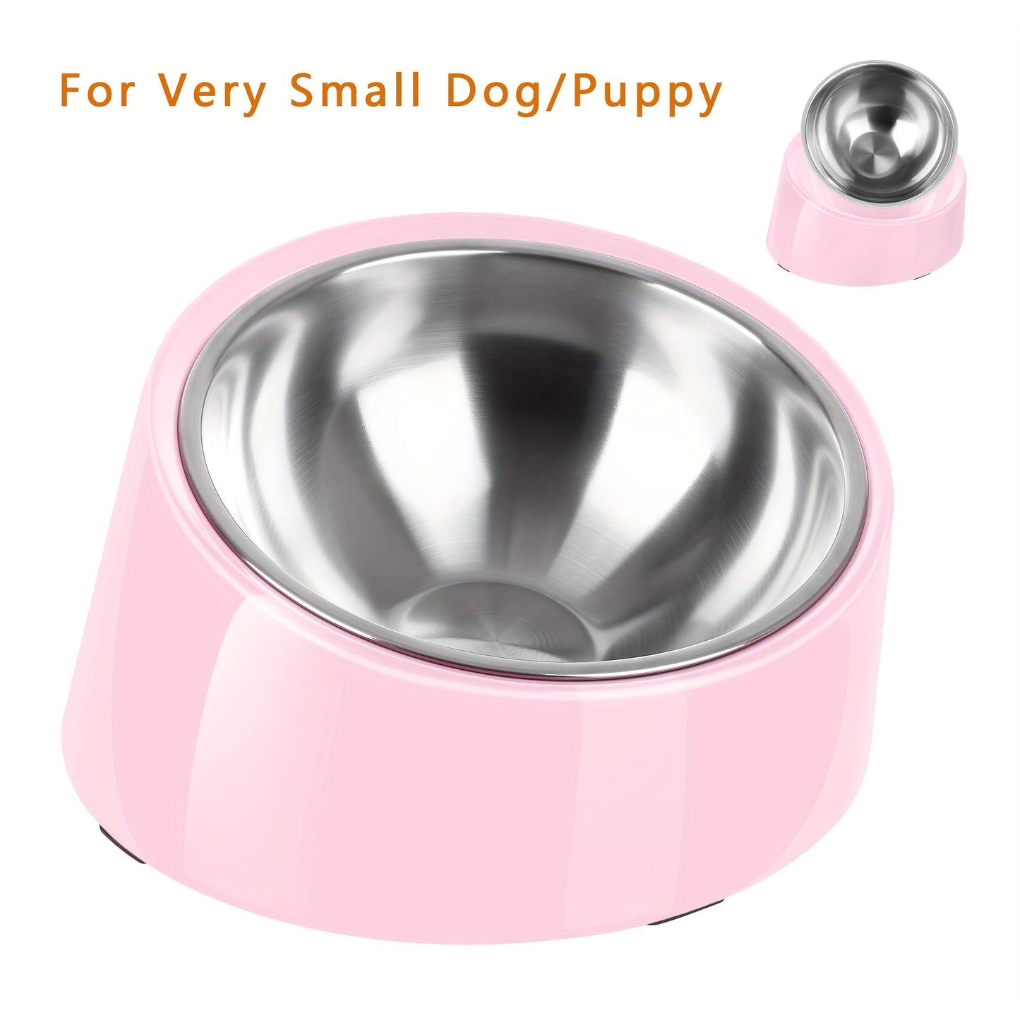 Slanted Dog Bowl Stainless Steel Non Slip Melamine Stand