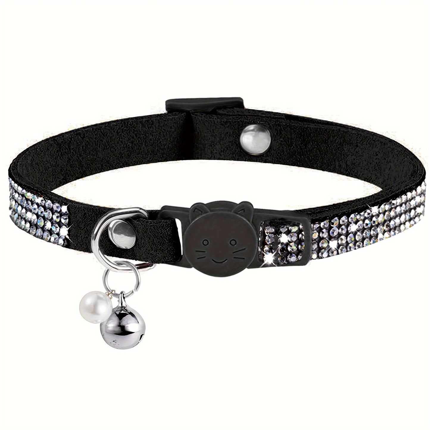 Rhinestone Cat Collar Breakaway With Bell Safety Buckle