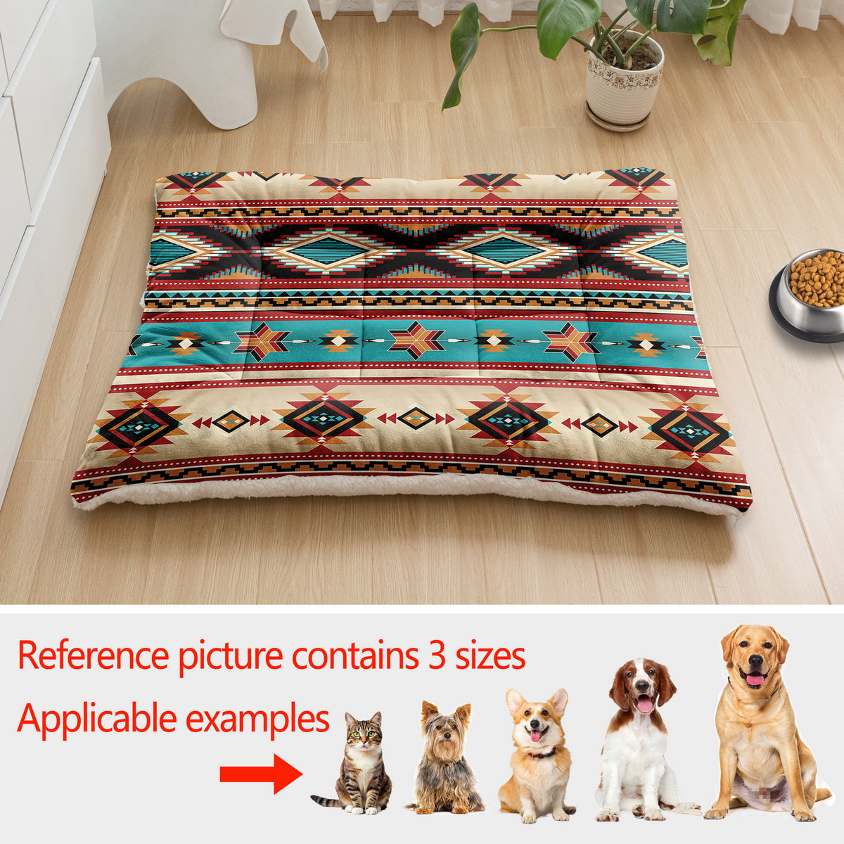 Soft Flannel Dog Sofa Bed And Aztec Geometric Kennel Pad